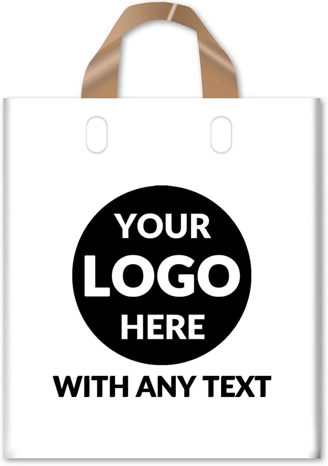 100 SALIFECO Custom Plastic Bags with Logo, 2.36Mil Thick Personalized Shopping Bags with Soft Loop Handles, Glossy Merchandise Bags for Small Business, Boutique, Retail, Events (10x13x2.36In)