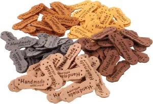100Pcs Handmade Leather Clothing Labels with Chic Embossed Tags for DIY Fashion Accessories for Sewing Hats Bags Shoes and Custom