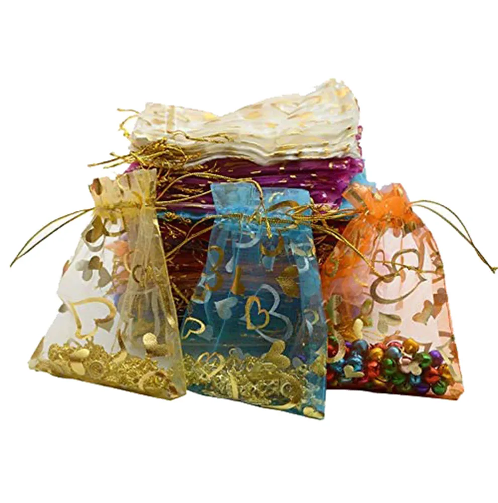 10x14 cms | 4x6 inch | Multi Colour | Printed Return Gift Favors Organza Bags Jewellery Packing Pouch