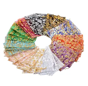 10x14 cms | 4x6 inch | Multi Colour | Printed Return Gift Favors Organza Bags Jewellery Packing Pouch