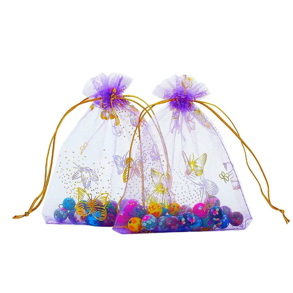 10x14 cms | 4x6 inch | Multi Colour | Printed Return Gift Favors Organza Bags Jewellery Packing Pouch