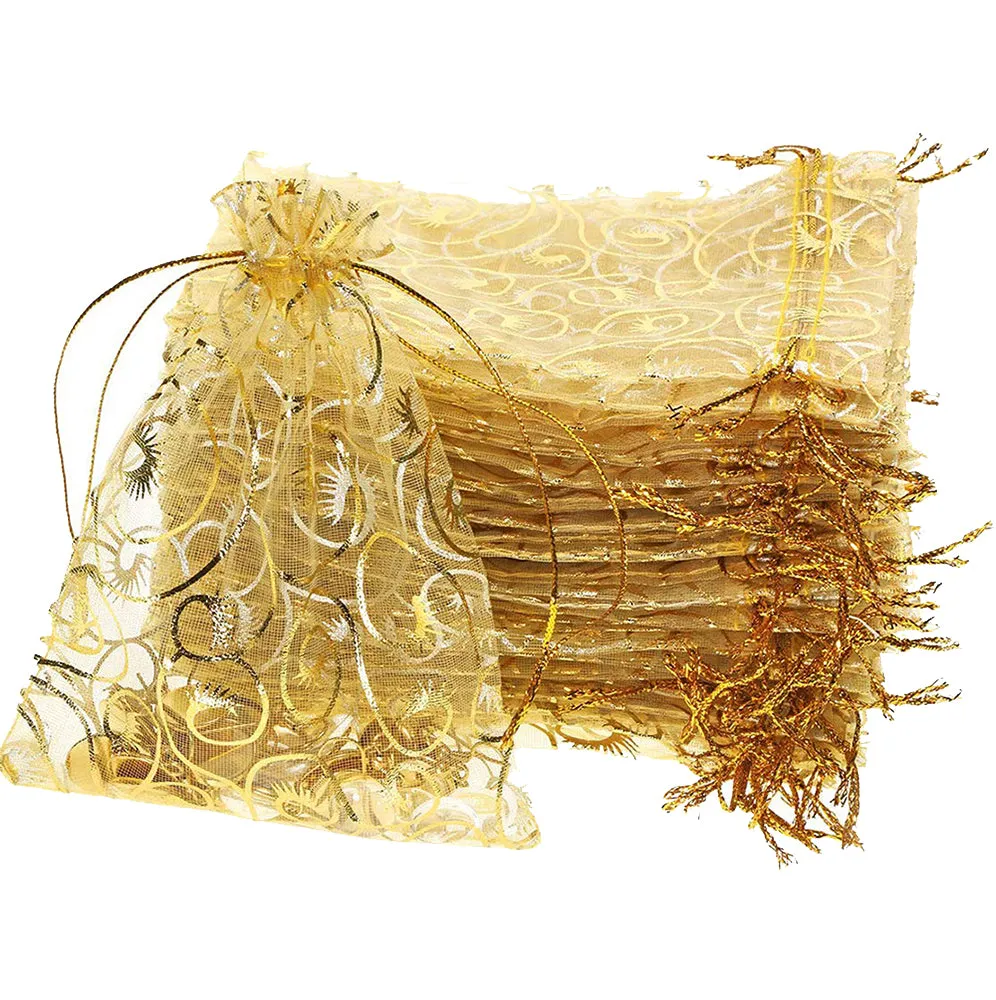 10x14 cms | 4x6 inch | Multi Colour | Printed Return Gift Favors Organza Bags Jewellery Packing Pouch