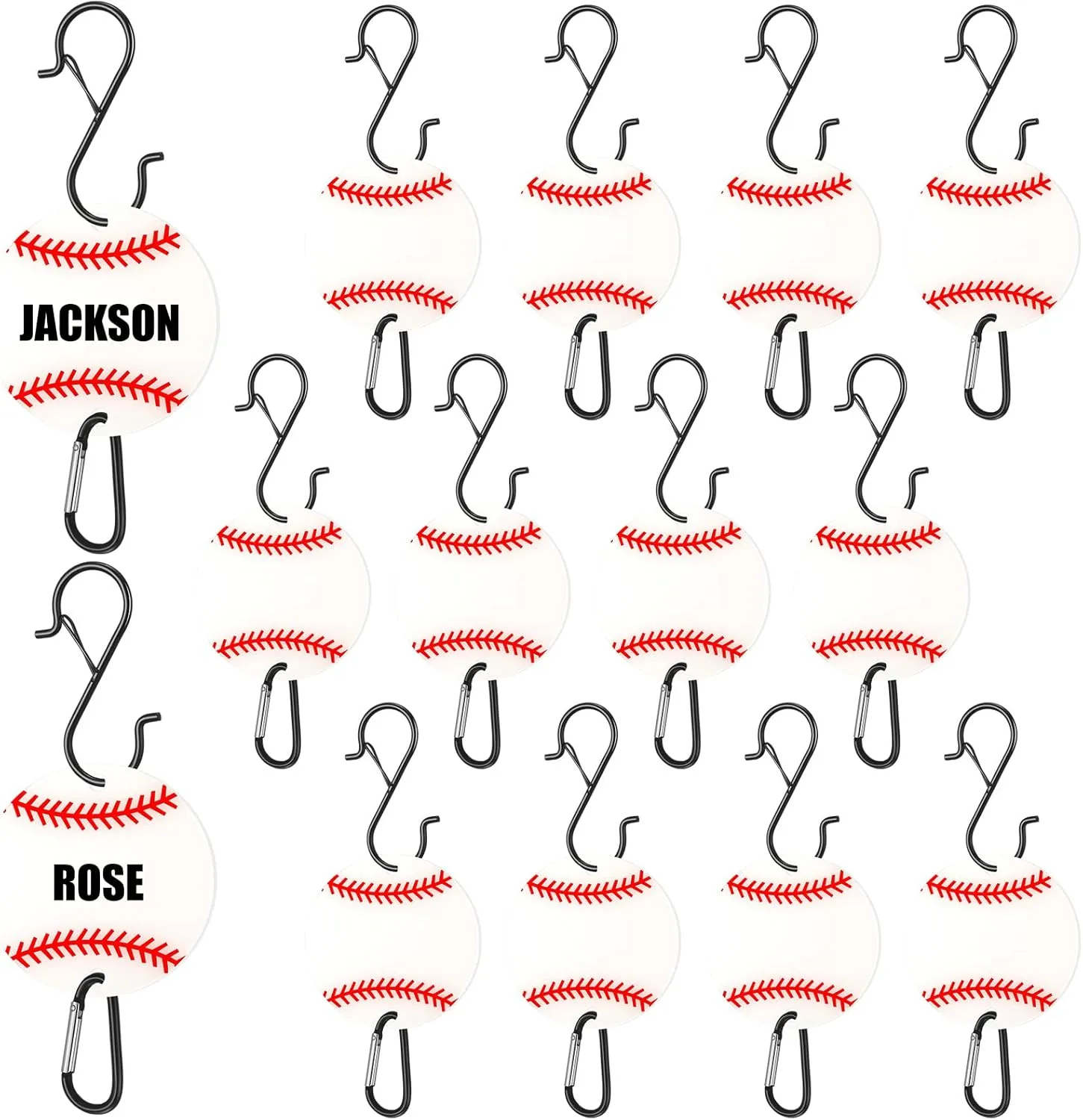 12 Pcs Bag Hook for Fence, Sports Fence Hook, Bag Clip for Fence, Metal Backpack Hooks with Acrylic Board, Fence Hooks for Bat Bag Water Bottle Lover Player Gifts (Baseball)