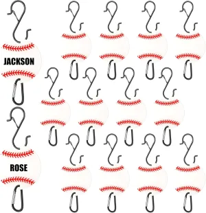 12 Pcs Bag Hook for Fence, Sports Fence Hook, Bag Clip for Fence, Metal Backpack Hooks with Acrylic Board, Fence Hooks for Bat Bag Water Bottle Lover Player Gifts (Baseball)