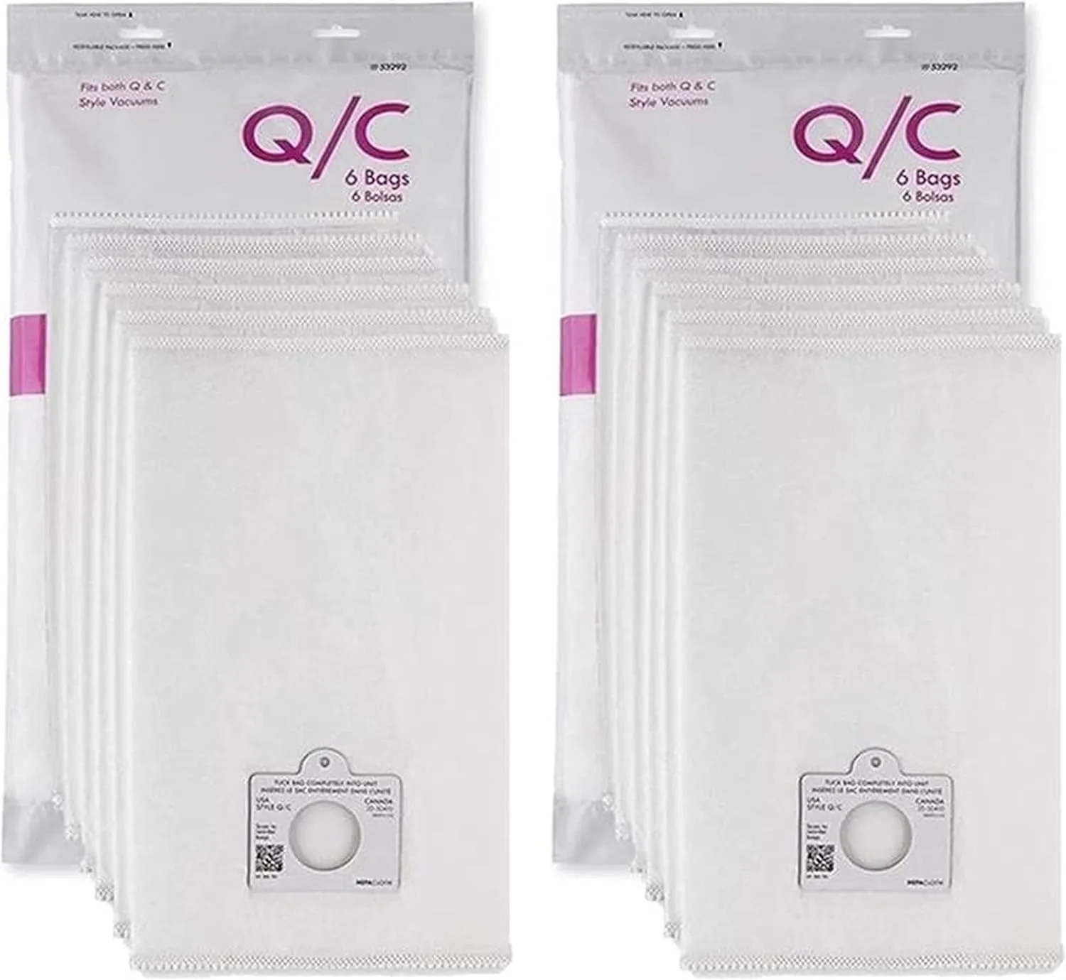 12 Style Q/C 53292 Hepa Filtration Bags. Compatible with Kenmore Elite, Intuition, Progressive, 200 400 600 Series Canister Vacuum Cleaners. Replaces Part #'s 5055, 50104, 50557, 50558, 53291