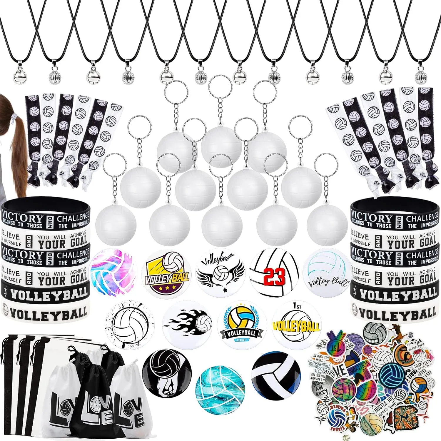 122PCS Volleyball Party Favors- Volleyball Gifts for Teen Girls, Sports Theme Party Supplies Goodie Bags