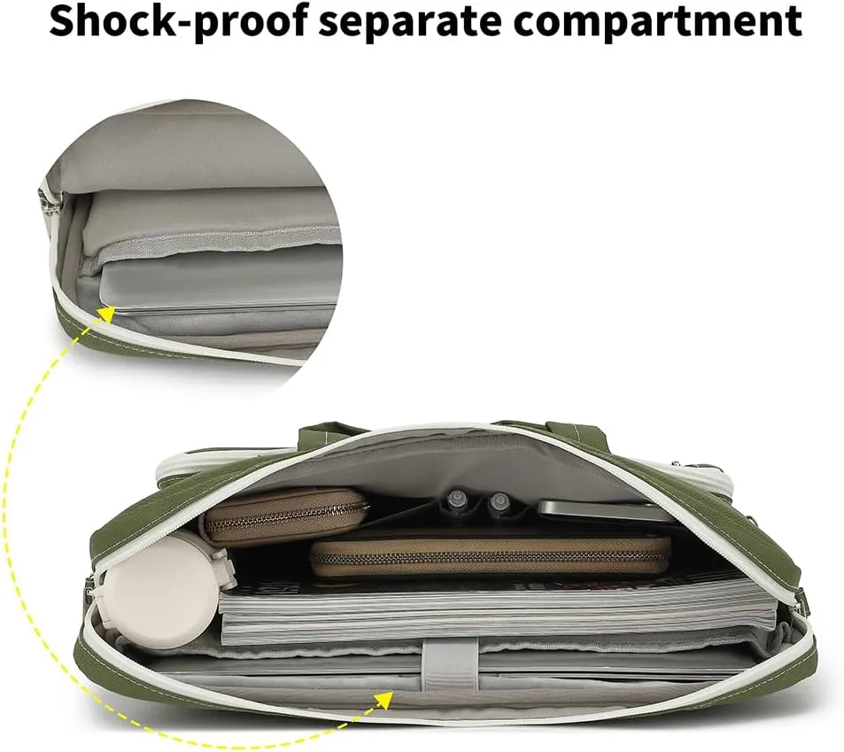 15-15.6 inch Laptop Shoulder Bag, for MacBook Pro 16, Hp Lenovo Dell 14 inch Waterproof Messenger Bag Case Sleeve (Army green)