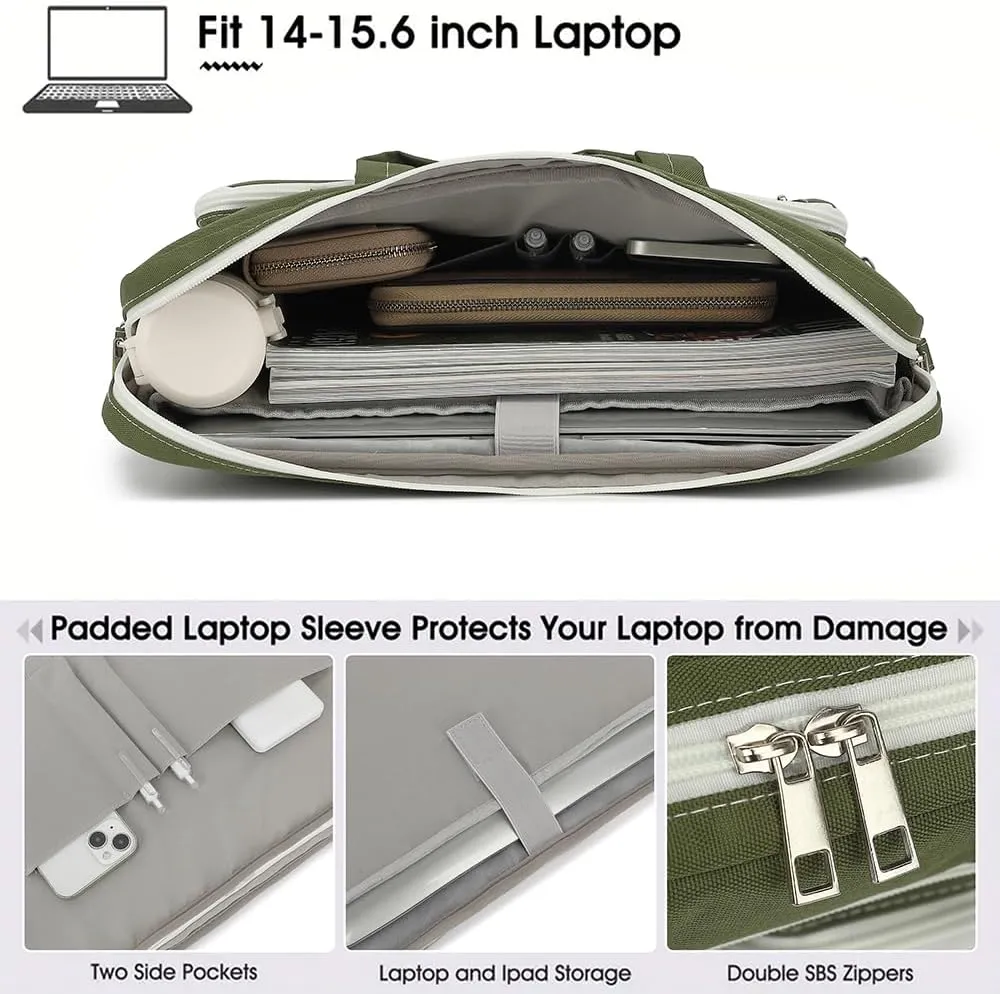 15-15.6 inch Laptop Shoulder Bag, for MacBook Pro 16, Hp Lenovo Dell 14 inch Waterproof Messenger Bag Case Sleeve (Army green)