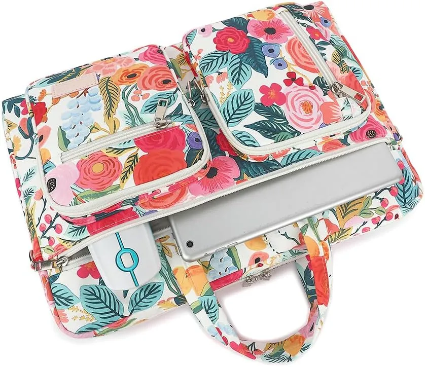 15-15.6 inch Laptop Shoulder Bag, for MacBook Pro 16, Hp Lenovo Dell 14 inch Waterproof Messenger Bag Case Sleeve (Garden rose)