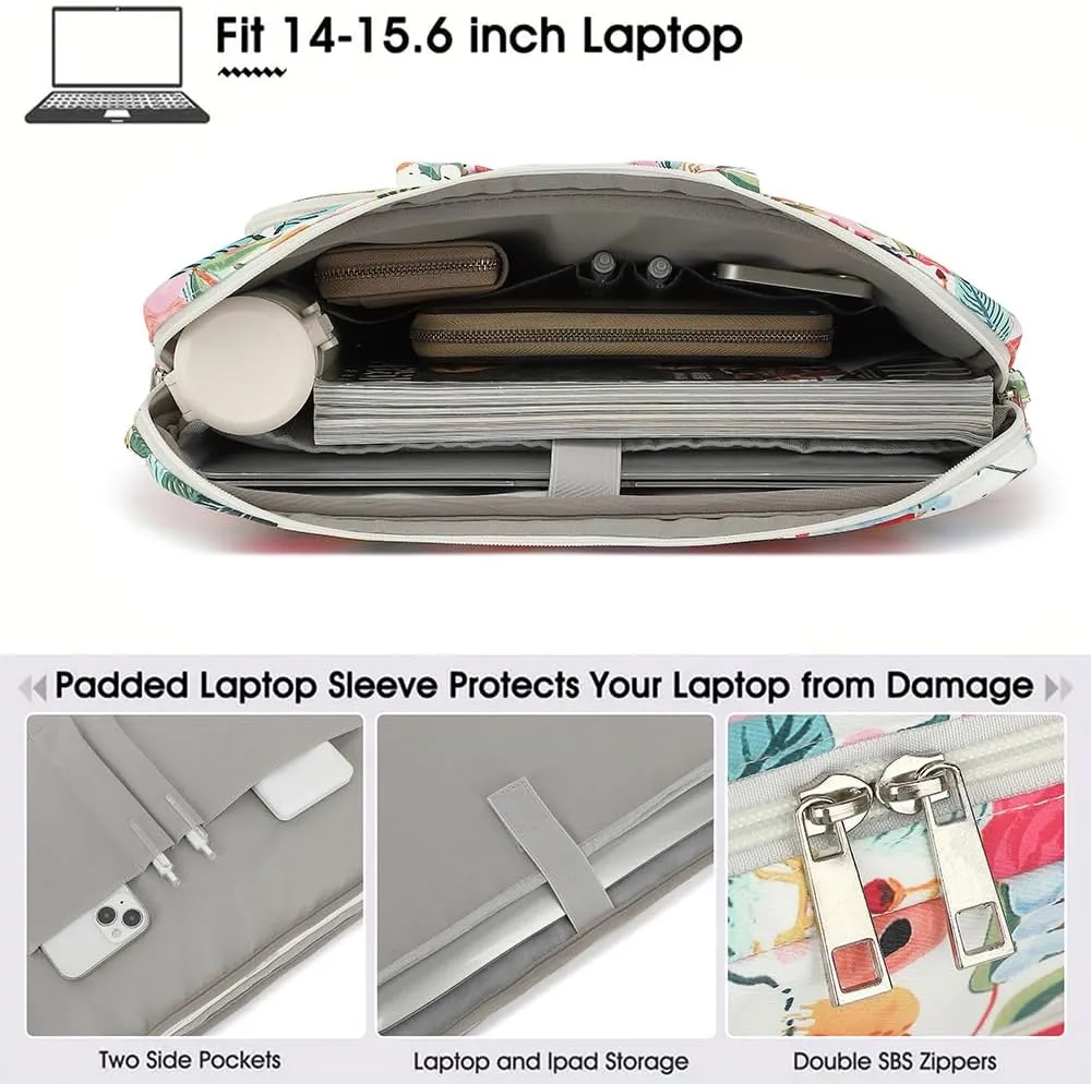 15-15.6 inch Laptop Shoulder Bag, for MacBook Pro 16, Hp Lenovo Dell 14 inch Waterproof Messenger Bag Case Sleeve (Garden rose)
