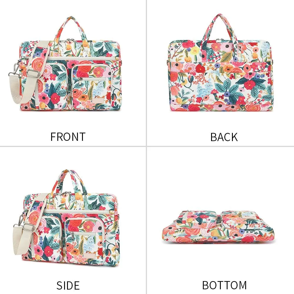15-15.6 inch Laptop Shoulder Bag, for MacBook Pro 16, Hp Lenovo Dell 14 inch Waterproof Messenger Bag Case Sleeve (Garden rose)
