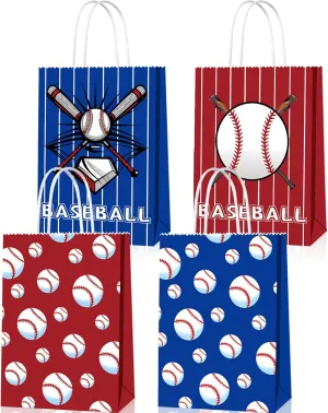 16 PCS Baseball Gift Bags - Baseball Theme Party Supplies with Handle - Treat & Favor Bags