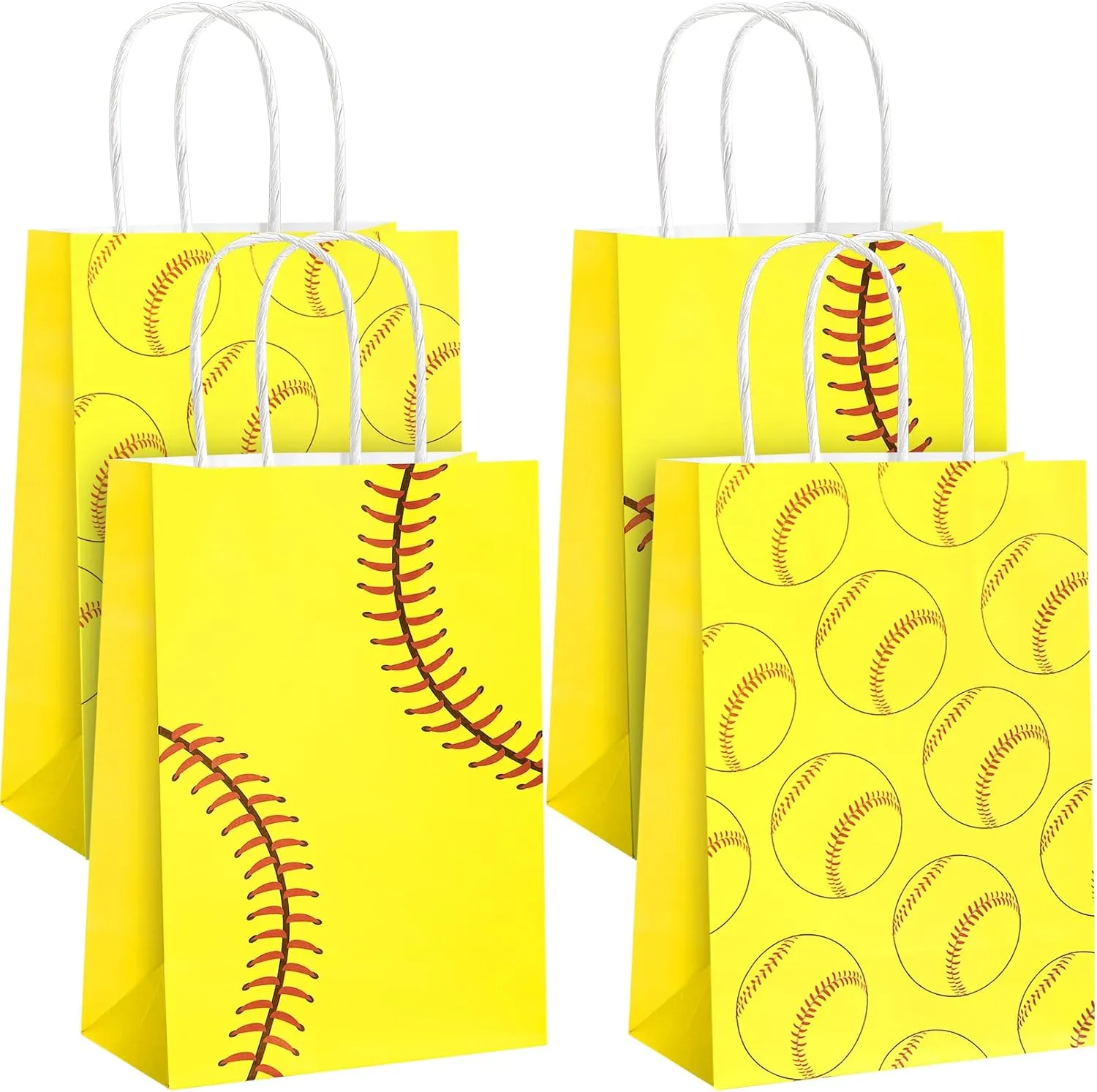 16 Pcs Softball Party Treat Bags,Softball Gift Bags,Softball Goodie Favor Treat Bags,Softball Treat Candy Bags with Handle,Softball Present Bags for Sport Softball Birthday Party Decorations Supplies
