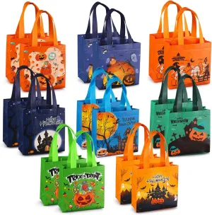 16PCS Trick or Treat Bags - Small Tote Bags With Handles for Halloween Party Supplies, Gift Wrapping - Multifunctional Non-Woven, 7.97.93.15"