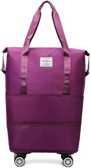 2025 New Large Capacity Travel Bag Universal Wheel Removable, Ravel Bag with Wheels, Expandable Foldable Duffle Bags, Dry Wet Separated Tote Bag, 360 Degrees Silent Universal Wheels (E)
