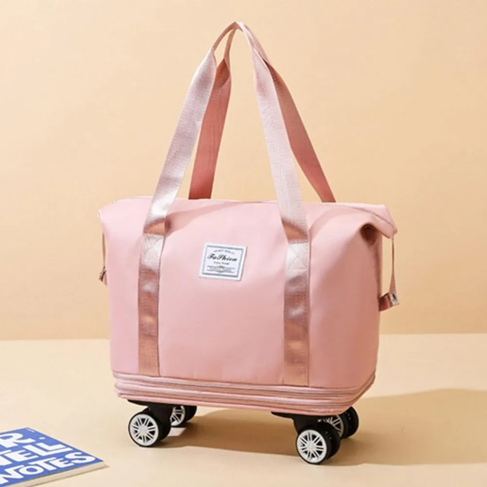 2025 New Large Capacity Travel Bag Universal Wheel Removable, Ravel Bag with Wheels, Expandable Foldable Duffle Bags, Dry Wet Separated Tote Bag, 360 Degrees Silent Universal Wheels (E)