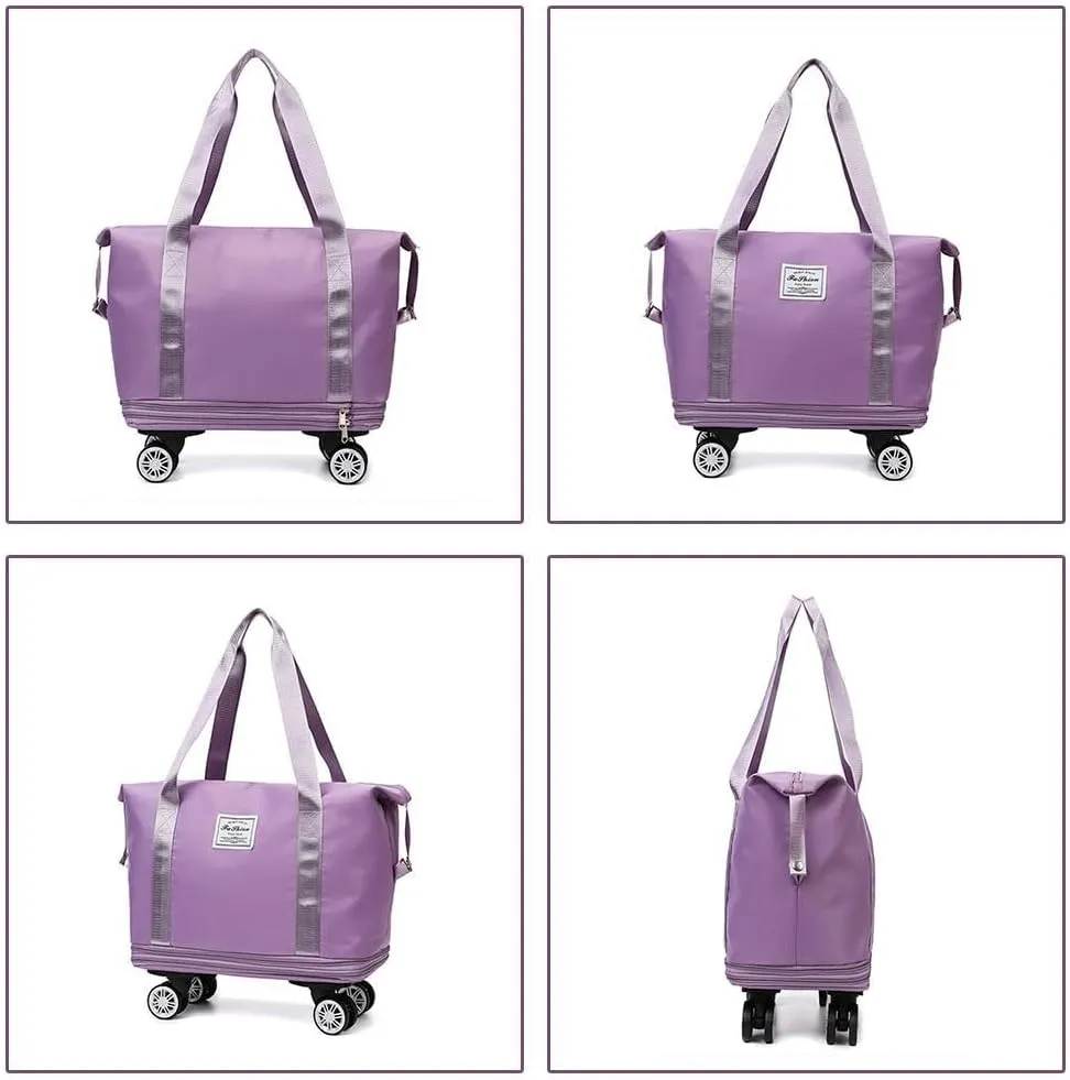 2025 New Large Capacity Travel Bag Universal Wheel Removable, Ravel Bag with Wheels, Expandable Foldable Duffle Bags, Dry Wet Separated Tote Bag, 360 Degrees Silent Universal Wheels (E)