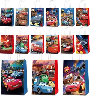 24 Pcs Car Party Gift Bags Party Supplies/Car Theme Tote Bags, Gift Bags for Kids Paper Favor Packs Adults Birthday Decora