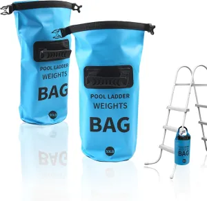 2Pcs Pool Ladder Weights, 50lbs Sand Fillable Universal Pool Step Weights, 500D PVC Waterproof Pool Sand Bags Step Anchors for Above Ground and Inside Pools Stair Entry Systems (50lbs)