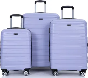3-Piece Expandable Luggage Set (21"/25"/29") - PC Lightweight Hardshell Suitcases with Lock, Double Spinner Wheels & 2 Utility Hooks - Sand Color Carry-On & Checked Luggage (Light Purple   PC)