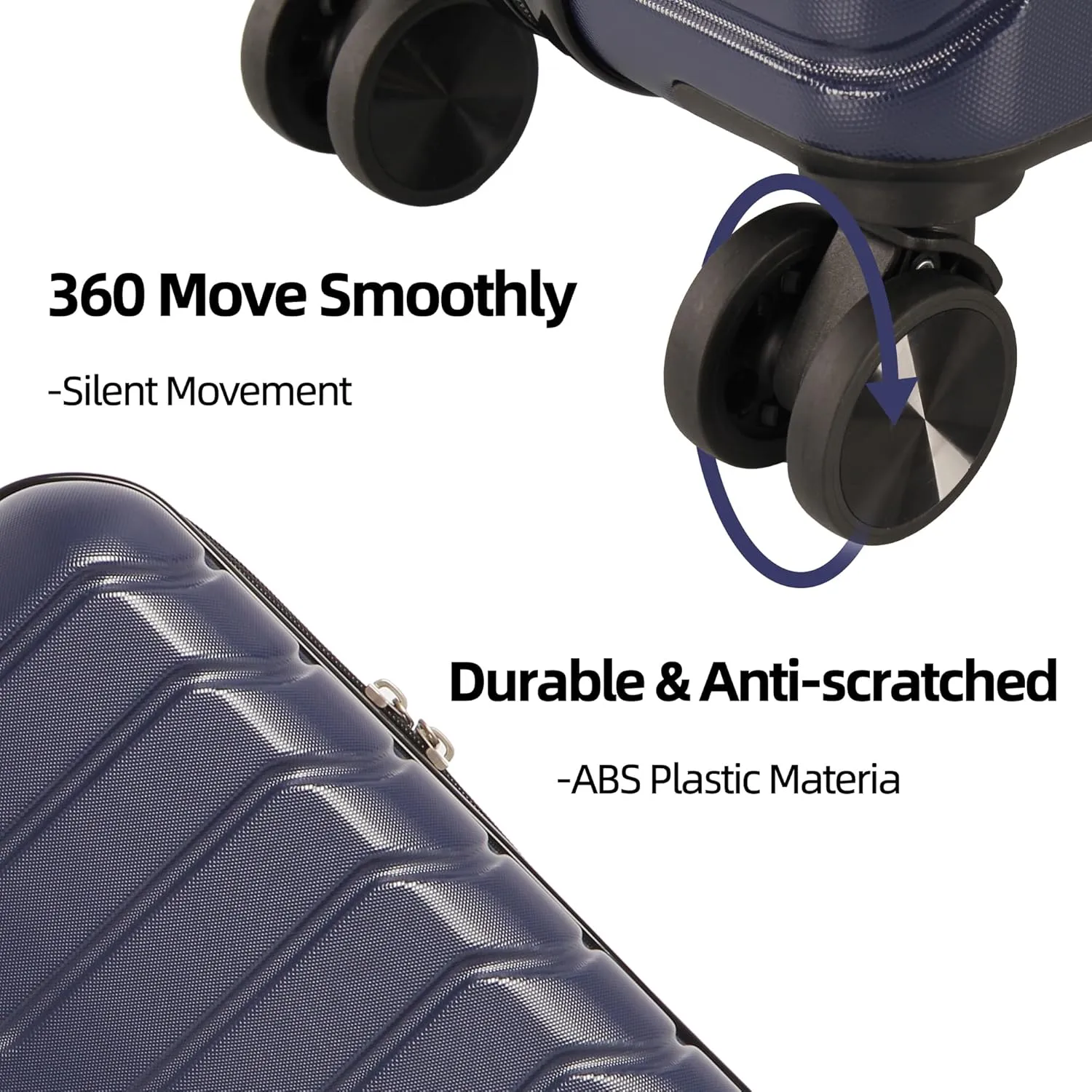 3 Piece Luggage Set ABS PC Expandable Hardshell TSA Lock Aluminum Trolley Spinner Wheels (Blue, 6 Piece Set)