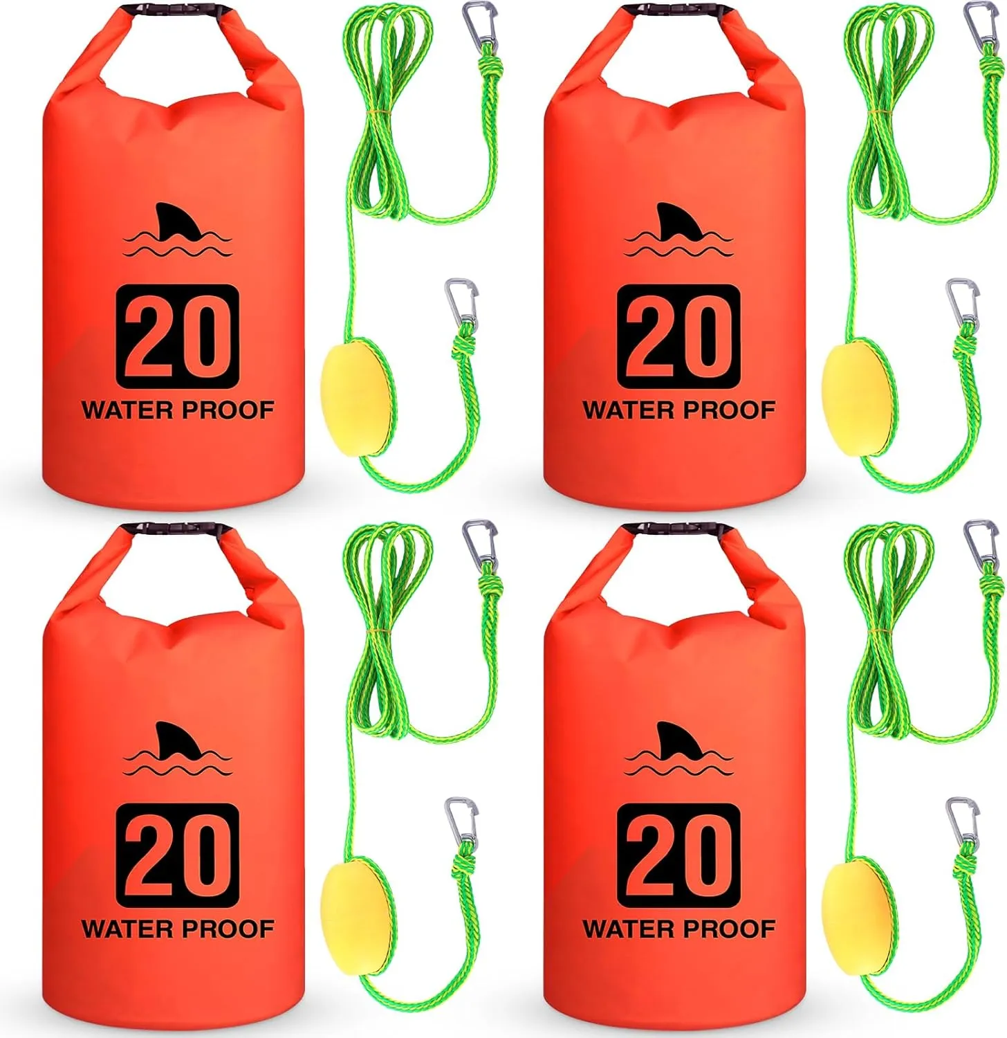 4 Set 2 in 1 Sand Anchor and Buoy Kit Floating Bag Kayak Anchor Waterproof Dry Bag for Lake Beach Boats Watercrafts Hiking Camping Water Sports Surfing Tubing Kayaking(Orange)
