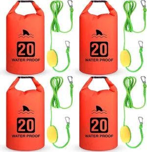 4 Set 2 in 1 Sand Anchor and Buoy Kit Floating Bag Kayak Anchor Waterproof Dry Bag for Lake Beach Boats Watercrafts Hiking Camping Water Sports Surfing Tubing Kayaking(Orange)