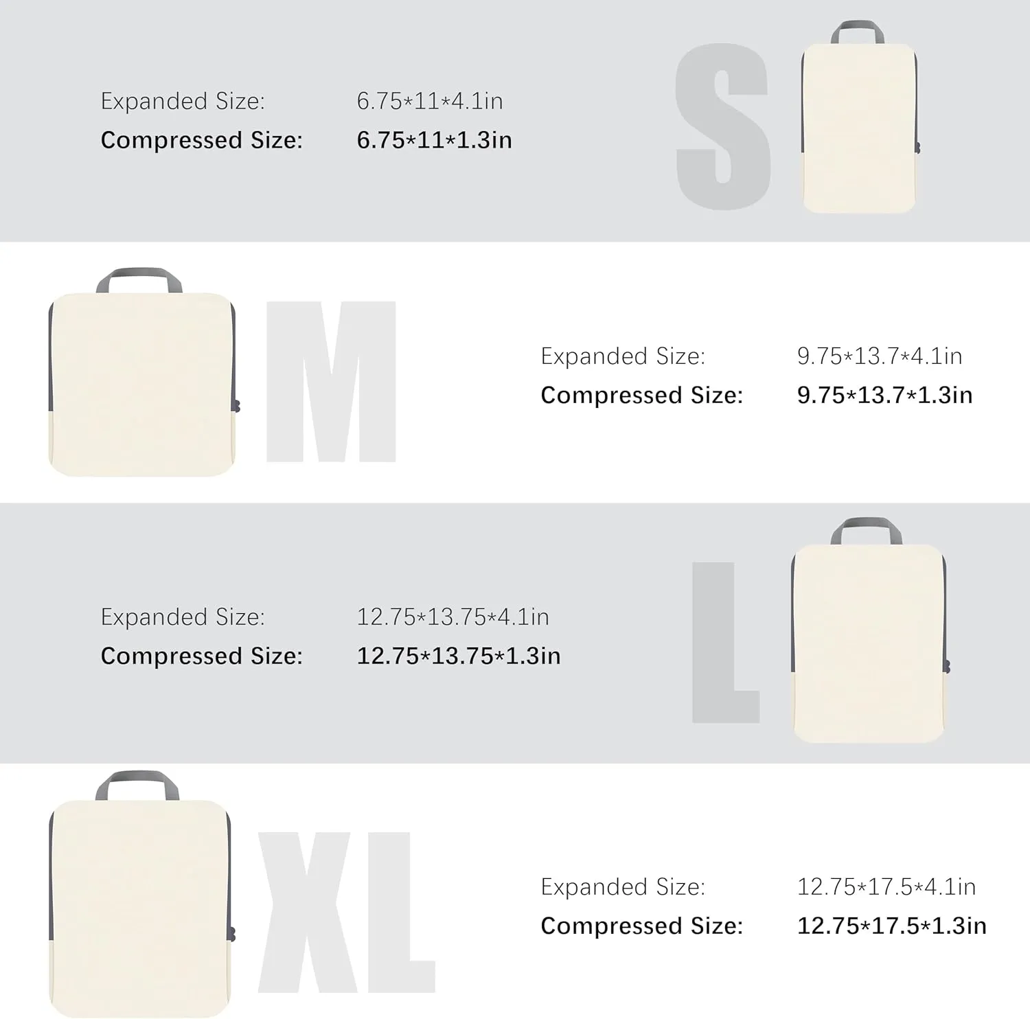 4 Set Compression Packing Cubes Travel - Travel Accessories Expandable Packing Organizers for Carry On - Essentials Luggage Travel Bags