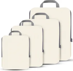 4 Set Compression Packing Cubes Travel - Travel Accessories Expandable Packing Organizers for Carry On - Essentials Luggage Travel Bags