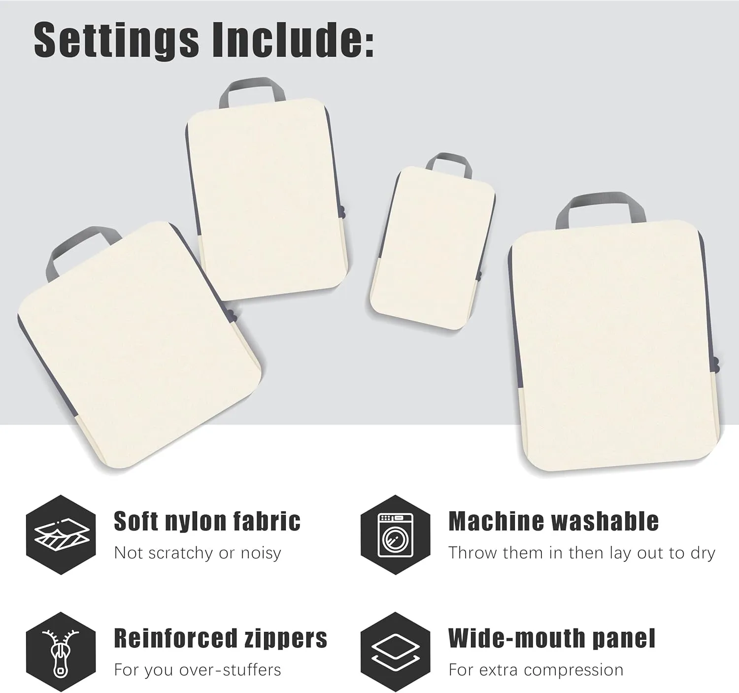 4 Set Compression Packing Cubes Travel - Travel Accessories Expandable Packing Organizers for Carry On - Essentials Luggage Travel Bags