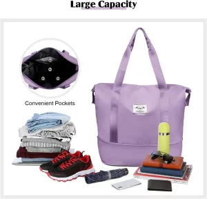 40 cm Nylon Expandable Travel Duffel Bag Waterproof & Lightweight Luggage Bag for Women Hand Carry Tote Bag Gym Bag (Colour As per Availability) Pack of 1