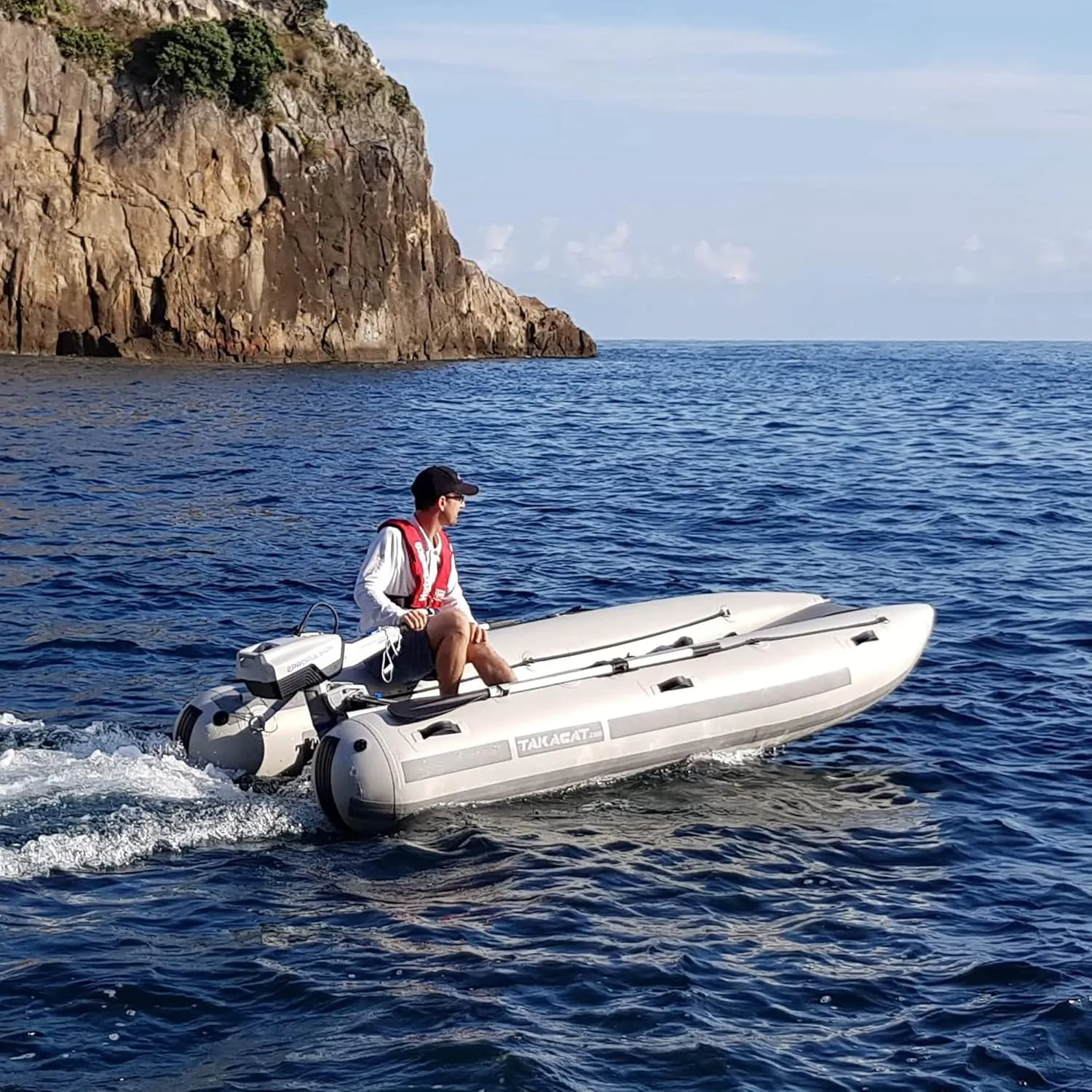 420LX Inflatable Dinghy Boat Open Transom Sport Tender - 7-Person - 20HP, Ultra-Portable Open Bow Design, 4.2 Meters, Gray
