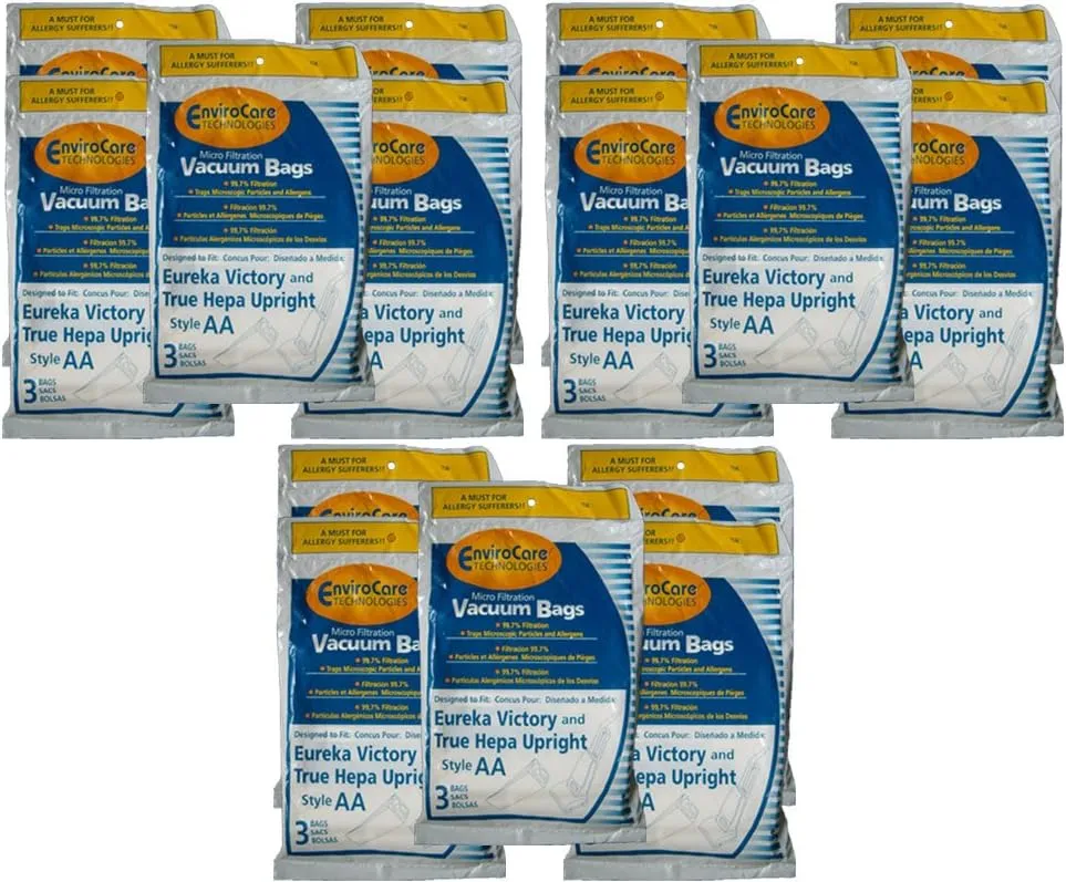 45 Eureka Allergy Micro Lined Hepa Upright Victory Style AA Bags, Series, Sanitaire, Powerline, Self-Propelled, Canada Vacuum Cleaners, 58623, 58236A-12, 58236A-12 (Filteraire), 54926A-10
