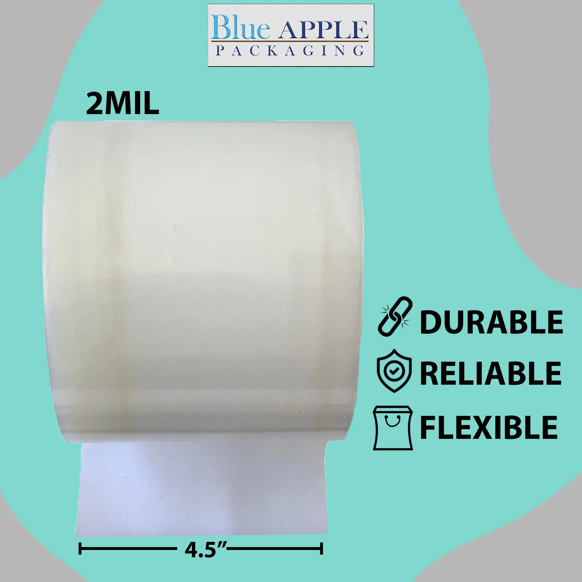 4.5 inch x 2150ft Poly Tubing Roll 2 Mil LDPE Low Density