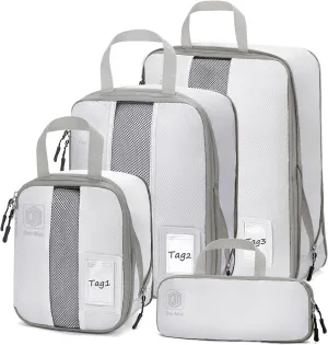 4/6 Set Compression Packing Cubes with lable for Travel, Expandable Packing Organizers, Carry On Luggage Suitcase Organizer Bags