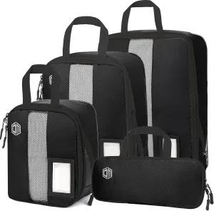 4/6 Set Compression Packing Cubes with lable for Travel, Expandable Packing Organizers, Carry On Luggage Suitcase Organizer Bags