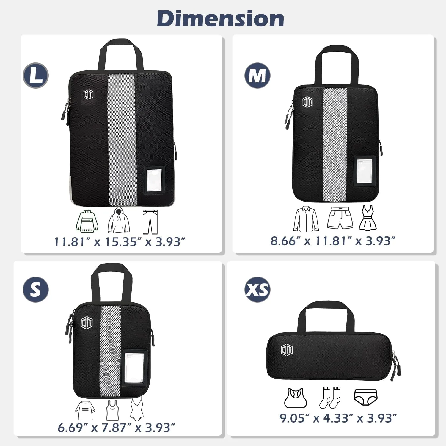 4/6 Set Compression Packing Cubes with lable for Travel, Expandable Packing Organizers, Carry On Luggage Suitcase Organizer Bags