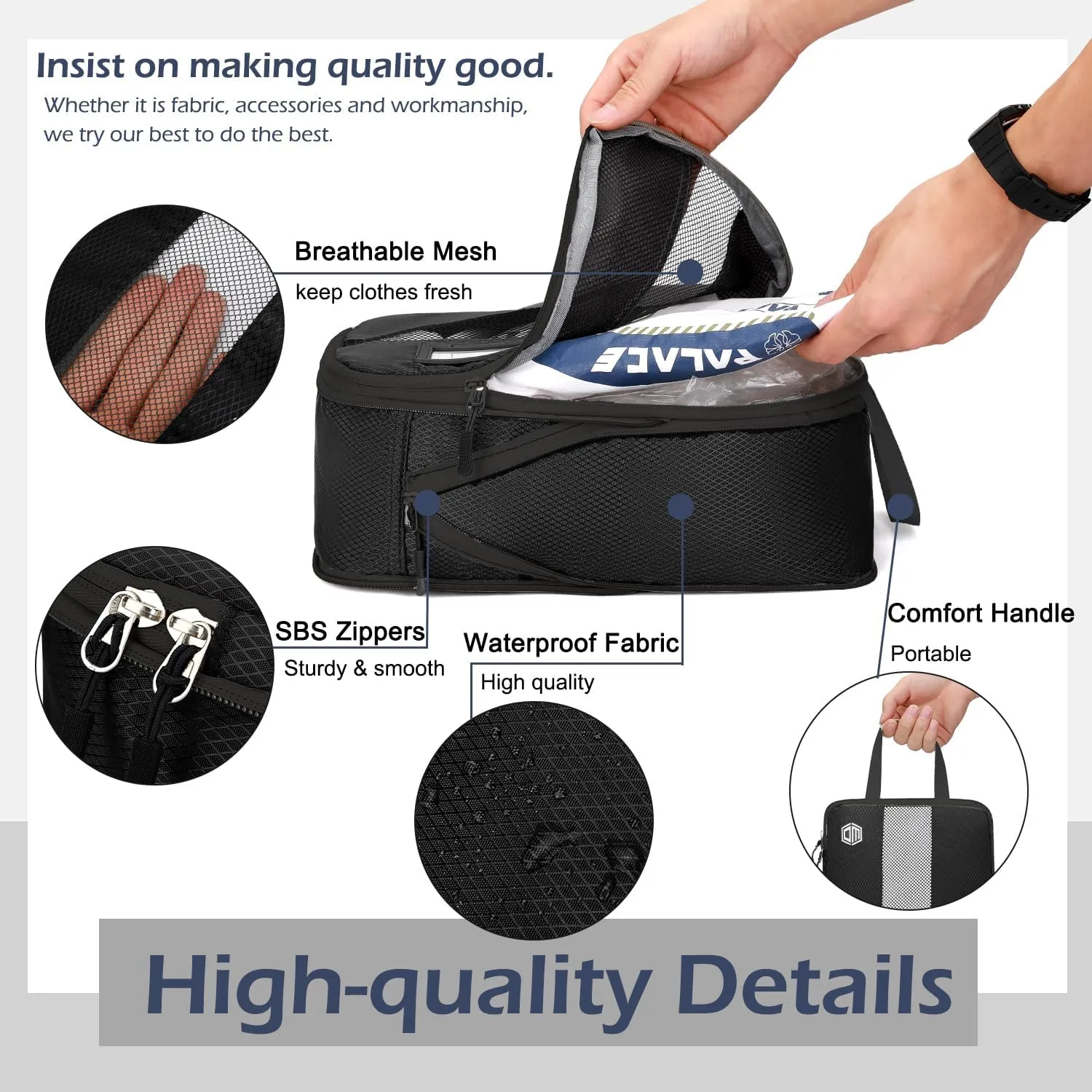 4/6 Set Compression Packing Cubes with lable for Travel, Expandable Packing Organizers, Carry On Luggage Suitcase Organizer Bags