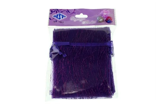 4" x 5" STRIPED SPARKLING GLITTERED Organza Favor Bags (12 Pcs)
