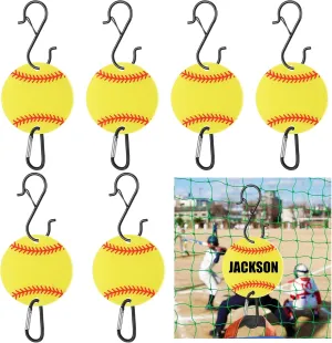 6 Pcs Bag Hook for Fence, Sports Fence Hook, Bag Clip for Fence, Metal Backpack Hooks with Acrylic Board, Fence Hooks for Bat Bag Water Bottle Lover Player Gifts (Softball)