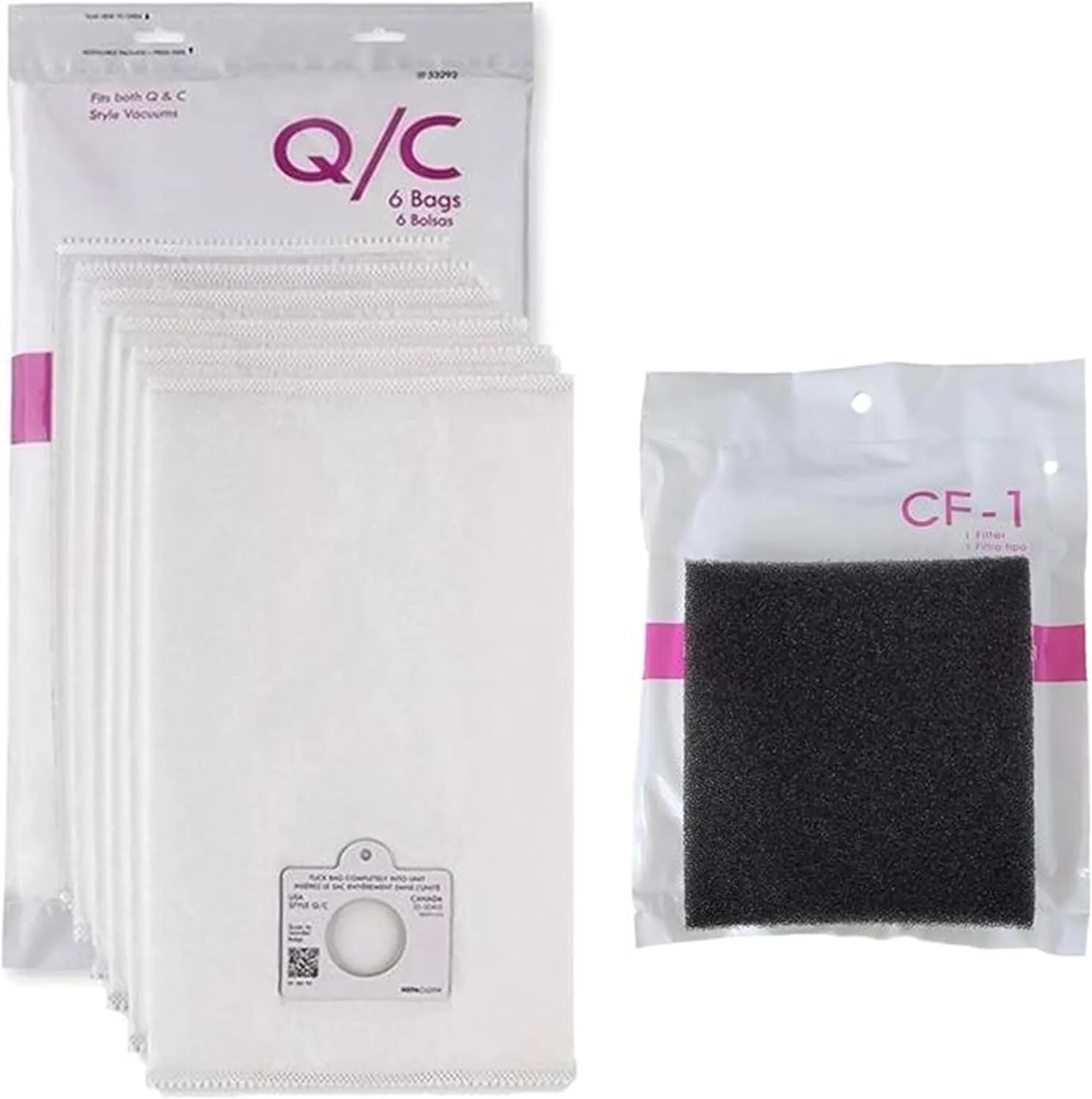 6 Style Q/C Hepa Bags   1 CF 1 Chamber Filter. Compatible with Kenmore Elite Intuition Progressive 200 400 600 700 800 Series Canister Vacuum Cleaners. Part #'s 53292 5055 81002 50557 50558