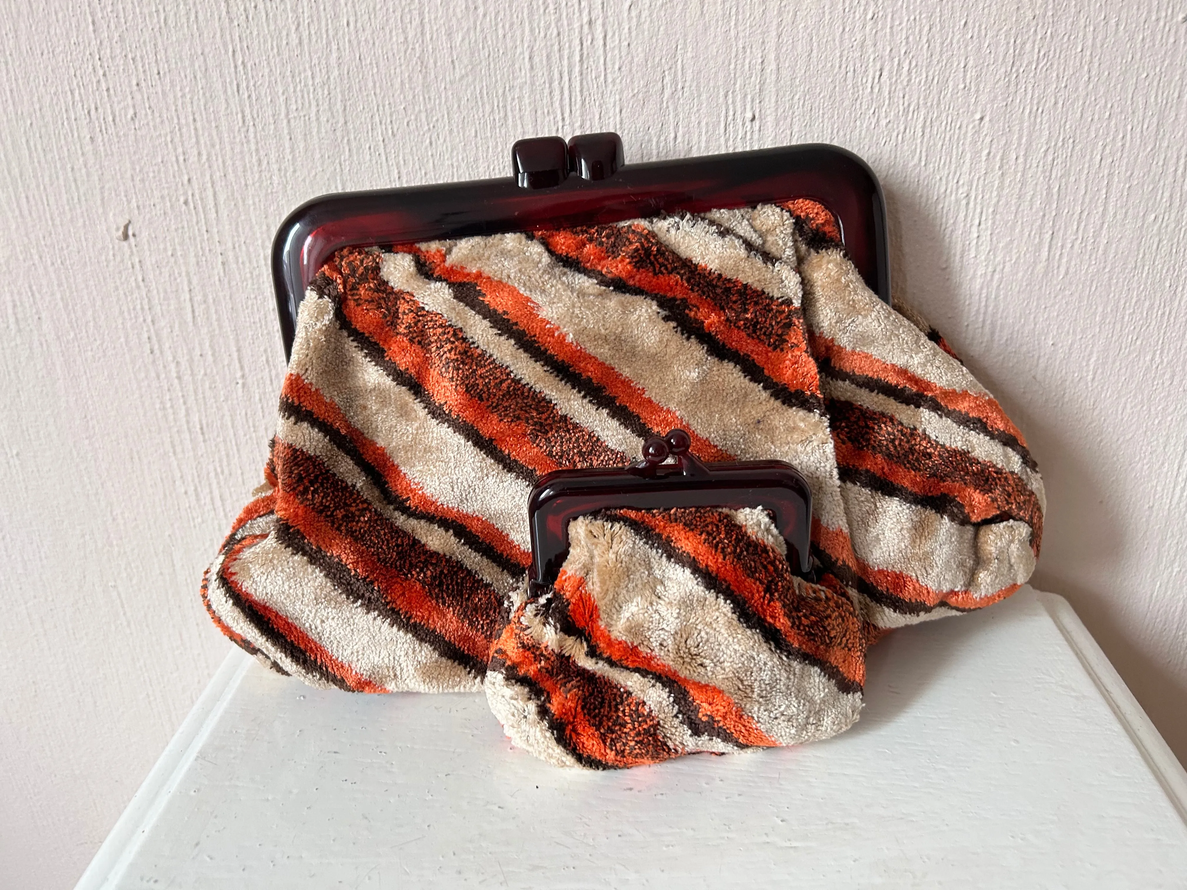 70s mod retro Clutch  portemonee set