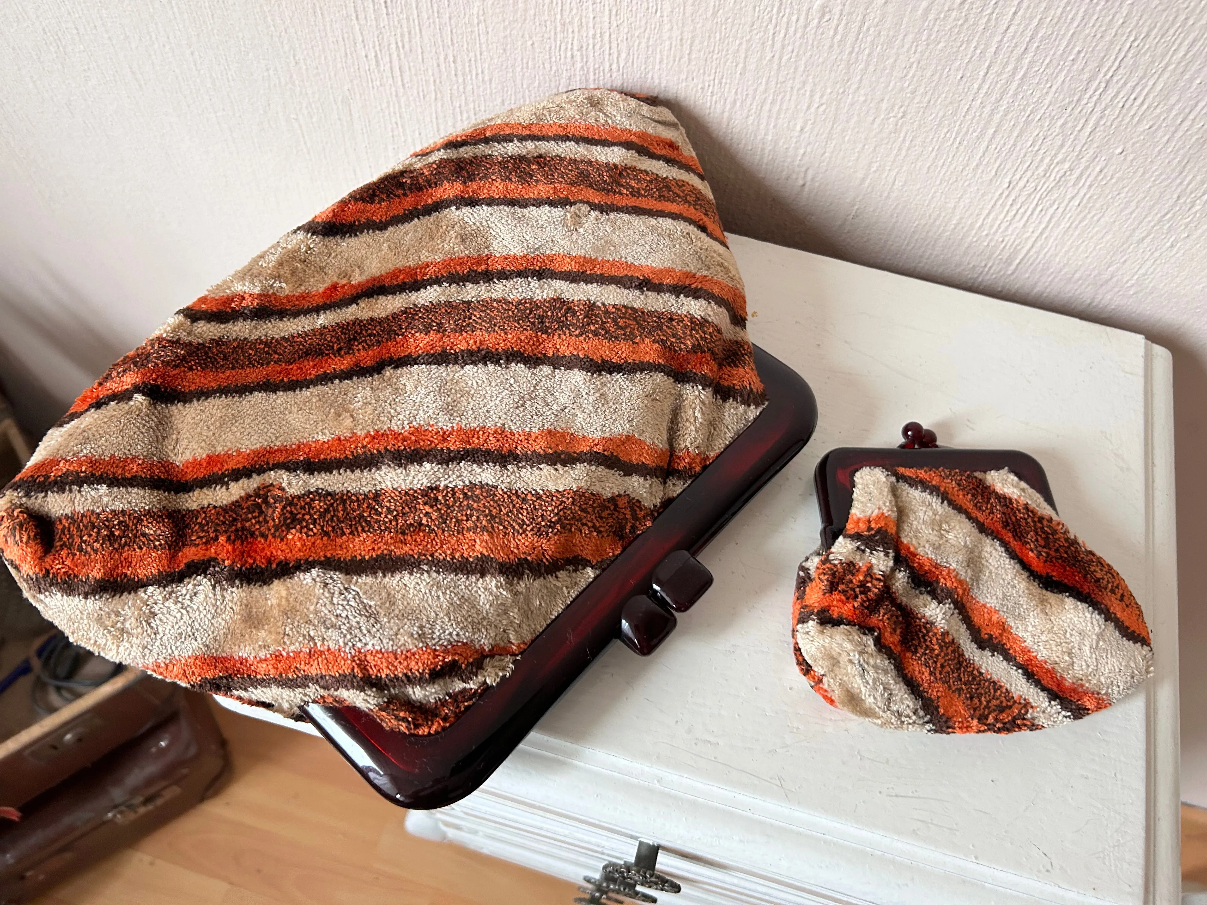 70s mod retro Clutch  portemonee set