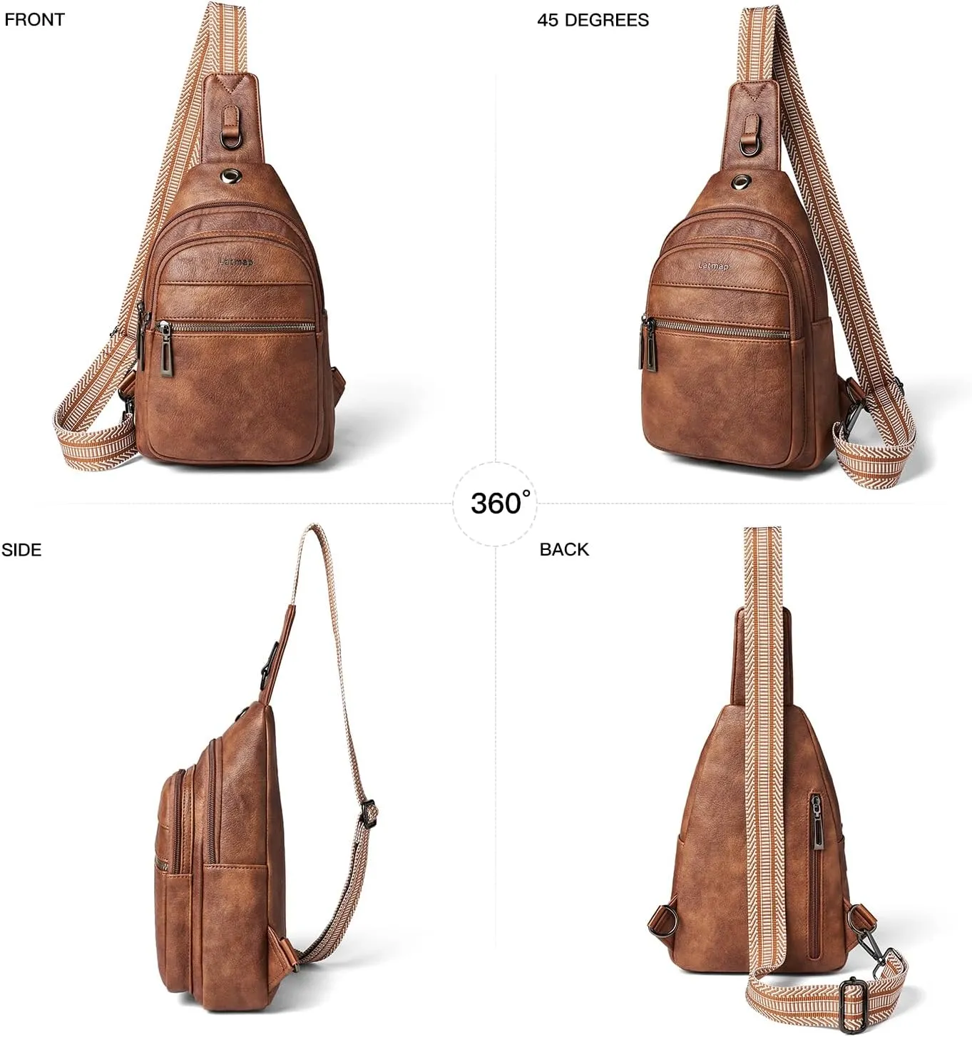 7L Sling Bag For Women Men Crossbody Shoulder Tote Blet Bags Backpack Fanny Pack Travel Purse Faux Leather