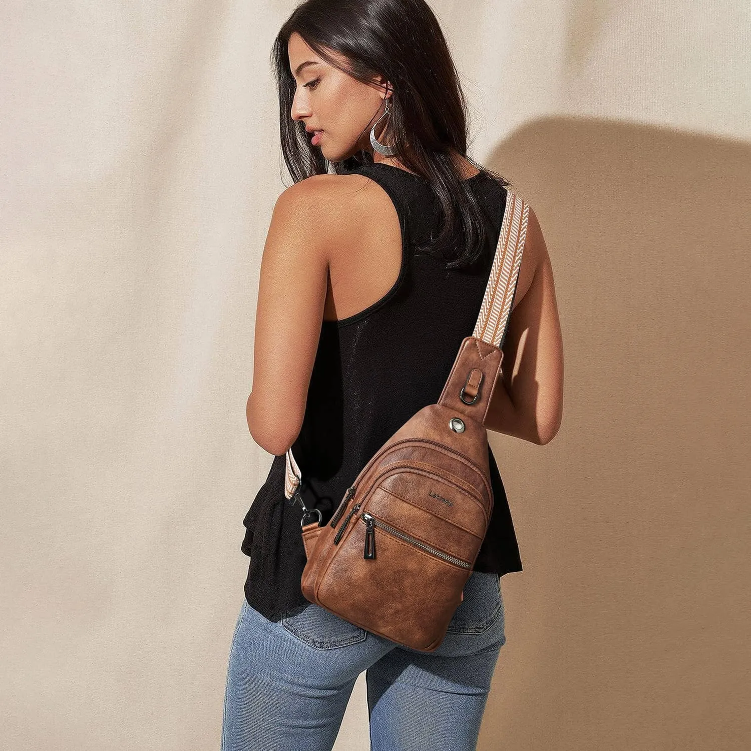 7L Sling Bag For Women Men Crossbody Shoulder Tote Blet Bags Backpack Fanny Pack Travel Purse Faux Leather