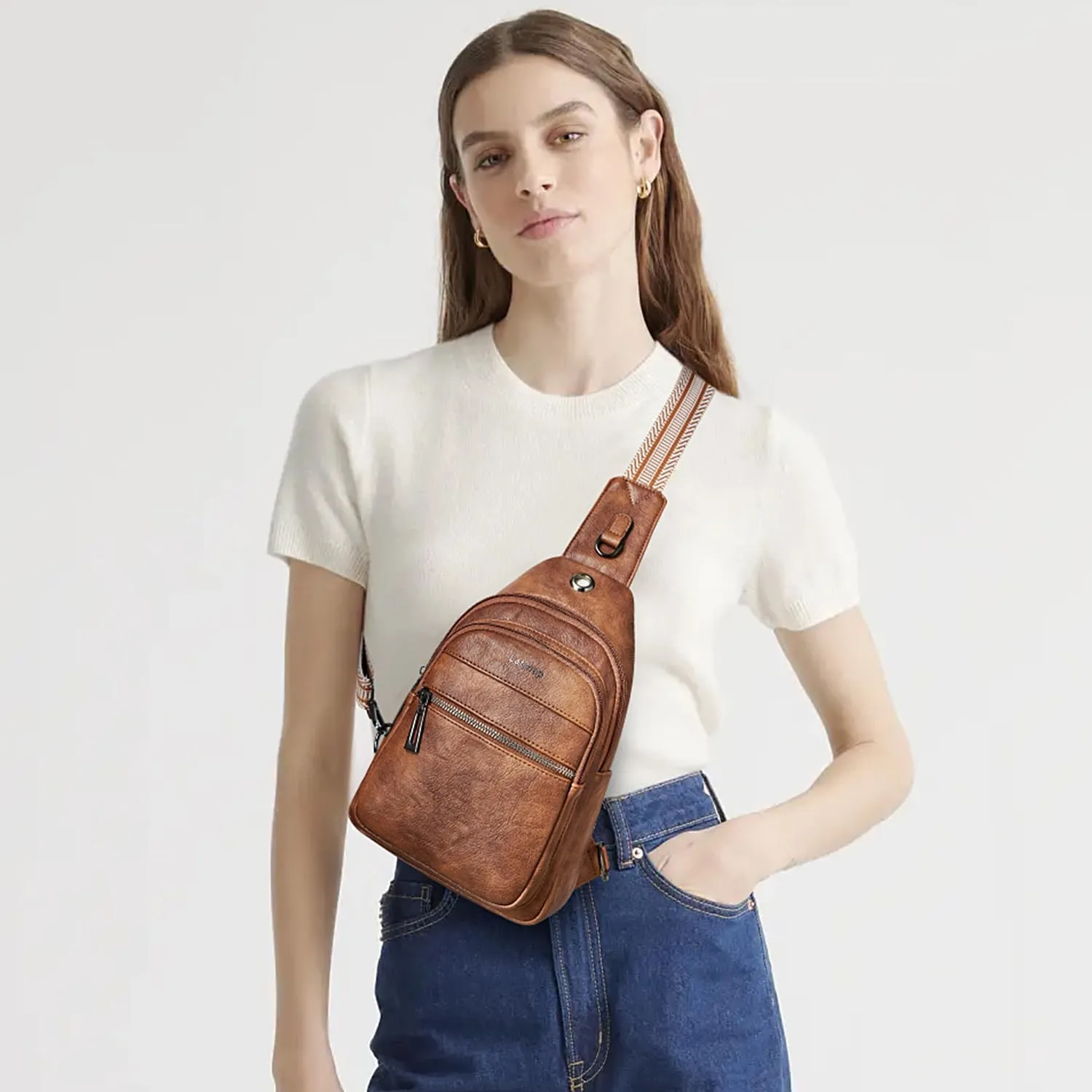 7L Sling Bag For Women Men Crossbody Shoulder Tote Blet Bags Backpack Fanny Pack Travel Purse Faux Leather