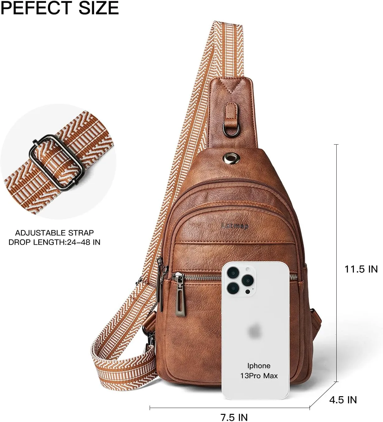 7L Sling Bag For Women Men Crossbody Shoulder Tote Blet Bags Backpack Fanny Pack Travel Purse Faux Leather
