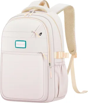 Aesthetic Backpack for School Cute Laptop White Backpack Teens Girls Travel Casaul Daypack Lightweight Book Bags