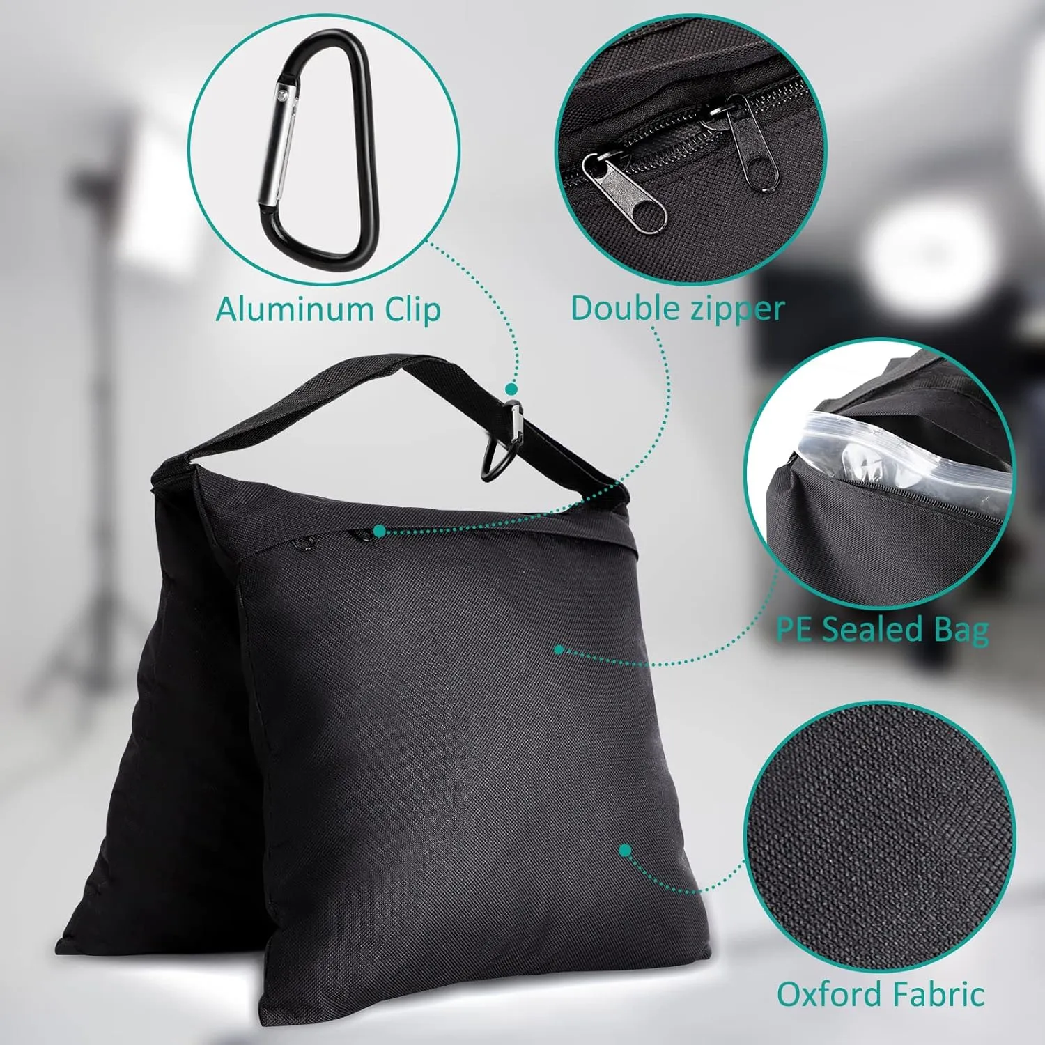 Aimosen 8 Packs Sandbags Weight Bags for Light Stand Photography Video Support, Heavy Duty Saddlebags for Backdrop Stand, Photo Tripod, Canopy, Pop up Tent, Umbrella Base, Fishing Chair, Wedding Shed