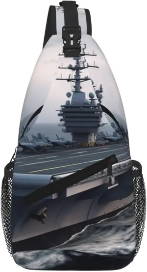 Aircraft Carrier Sling Bag For Women Men Travel Hiking Backpack Crossbody Shoulder Chest Bags Casual Daypack